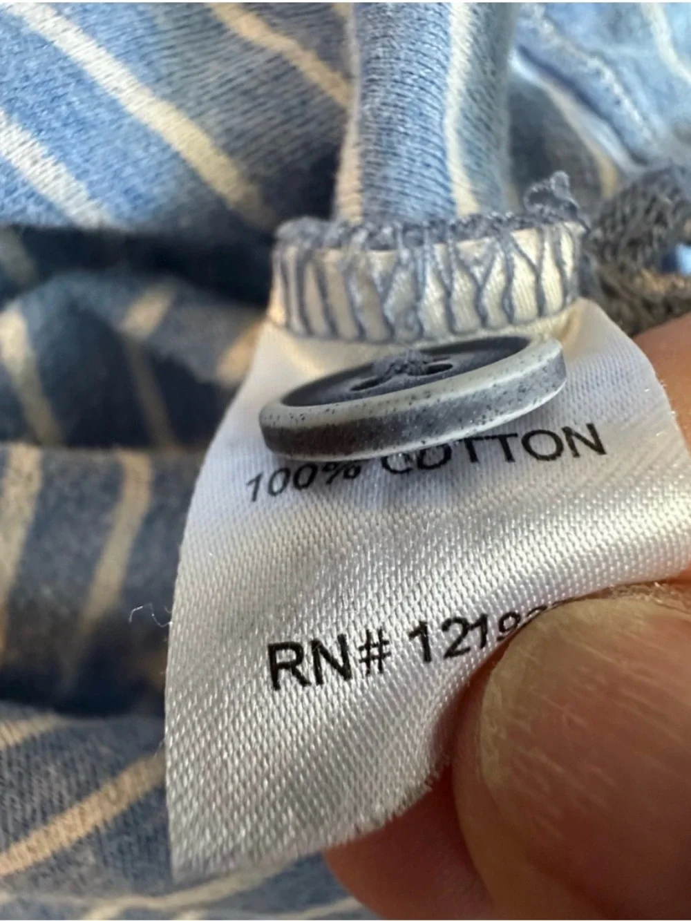 Johnnie-O Blue Striped Henley Button Long Sleeve